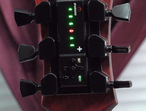 Tronical Tuner on the back of my Epiphan guitar